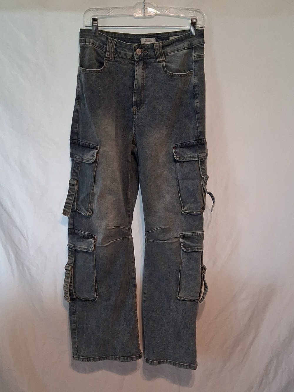 Forever 21 High-Rise Multi Pocket  Blue Cargo Jeans